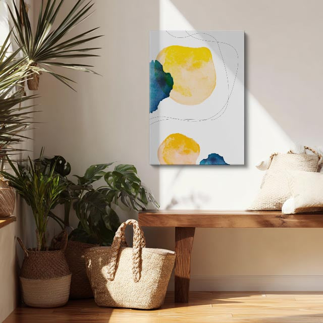 Cuadro canvas Manchas Amarillo y Teal Abstractas - Contemporaneos Abstractos - Vista Lifestyle