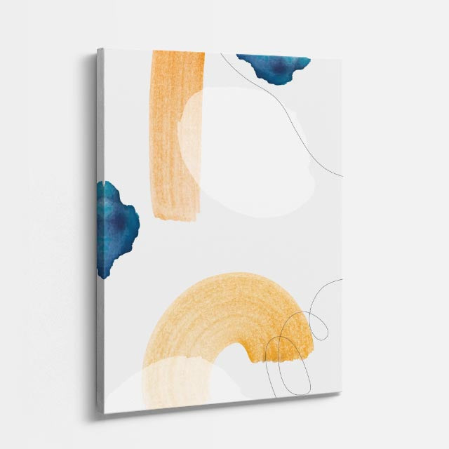 Cuadro canvas Formas Teal y Amarillo Minimalistas - Contemporaneos Abstractos - Vista Perspectiva