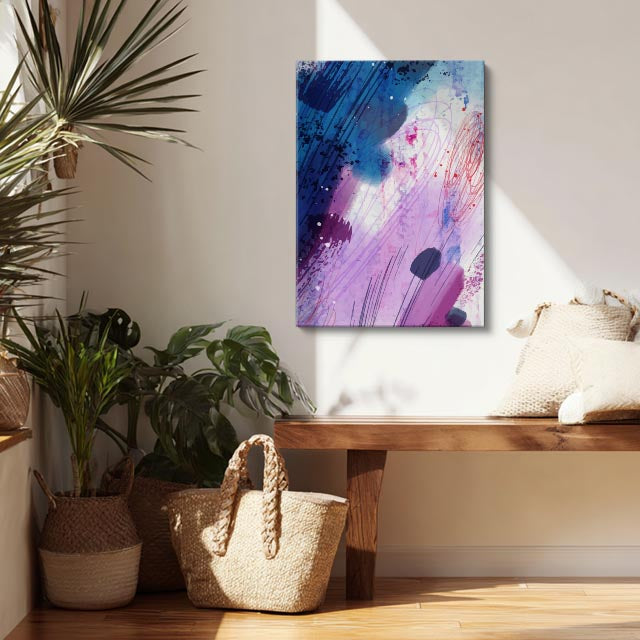 Cuadro canvas Pinceladas Lila y Turquesa Gestuales - Contemporaneos Abstractos - Vista Lifestyle