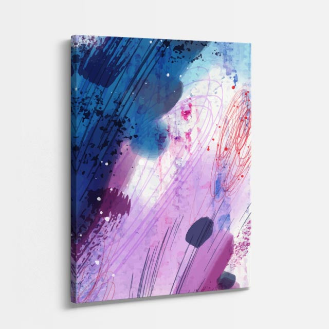 Cuadro canvas Pinceladas Lila y Turquesa Gestuales - Contemporaneos Abstractos - Vista Perspectiva