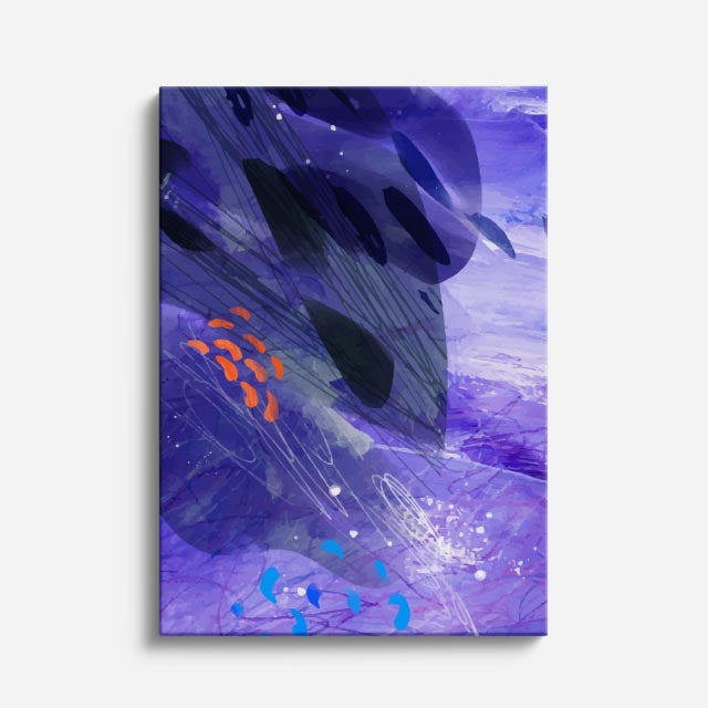 Cuadro canvas Manchas Azul Marino y Naranja Gestuales - Contemporaneos Abstractos - Vista Frente