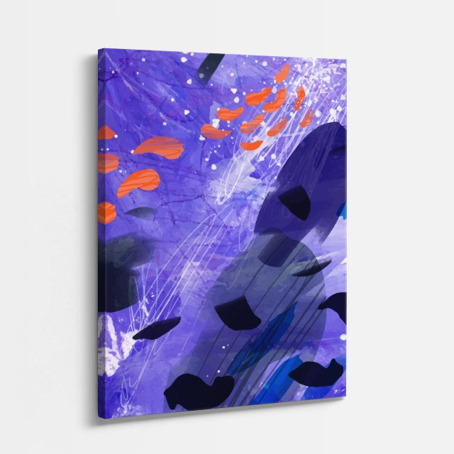 Cuadro canvas Pintura Lila y Naranja Vibrante - Contemporaneos Abstractos - Vista Perspectiva