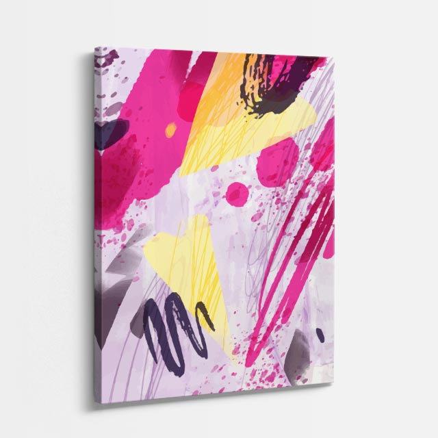 Cuadro canvas Pintura Fucsia y Amarillo Caos - Contemporaneos Abstractos - Vista Perspectiva