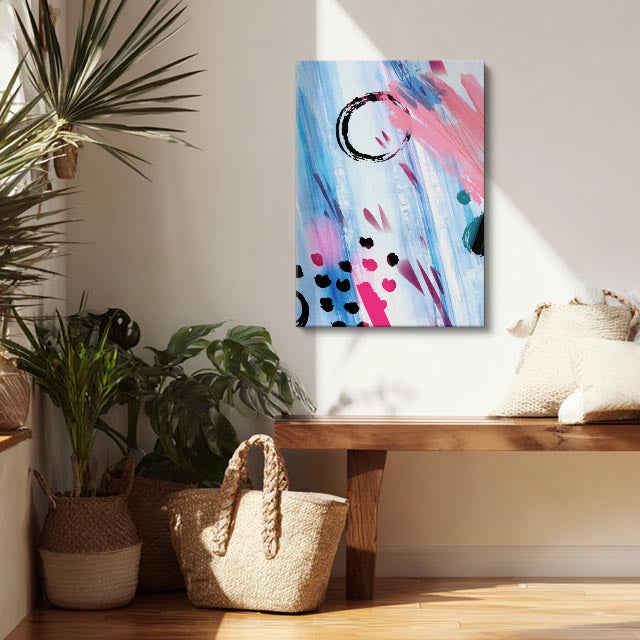 Cuadro canvas Salpicado Rosa Azul Negro - Contemporaneos Abstractos - Vista Lifestyle