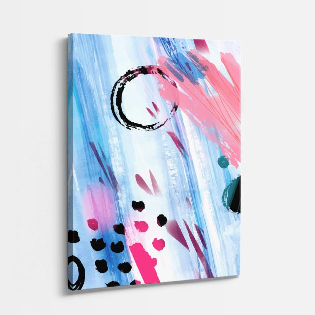 Cuadro canvas Salpicado Rosa Azul Negro - Contemporaneos Abstractos - Vista Perspectiva