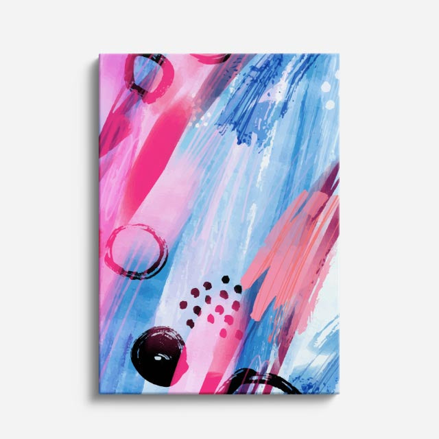 Cuadro canvas Pinceladas Fucsia Rosa Azul - Contemporaneos Abstractos - Vista Frente