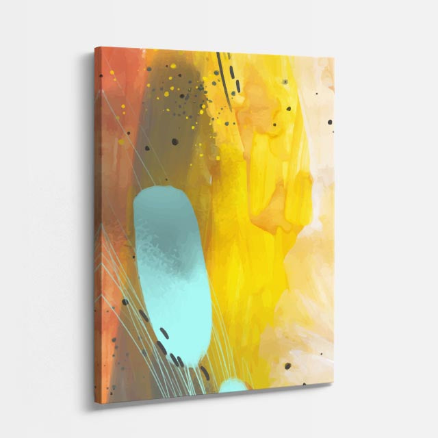 Cuadro canvas Acuarela Amarillo Teal Gestos - Contemporaneos Abstractos - Vista Perspectiva