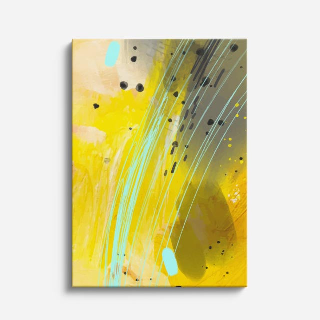 Cuadro canvas Acuarela Amarillo Azul Dinamica - Contemporaneos Abstractos - Vista Frente