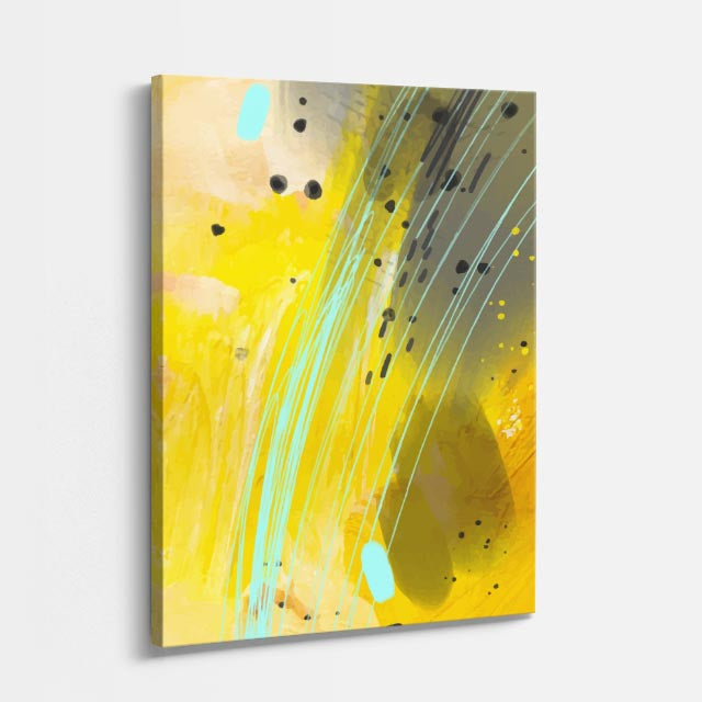 Cuadro canvas Acuarela Amarillo Azul Dinamica - Contemporaneos Abstractos - Vista Perspectiva