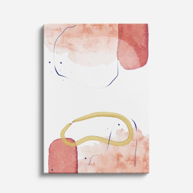 Cuadro canvas Acuarela Rosa Linea Dorada Suave - Contemporaneos Abstractos - Vista Frente