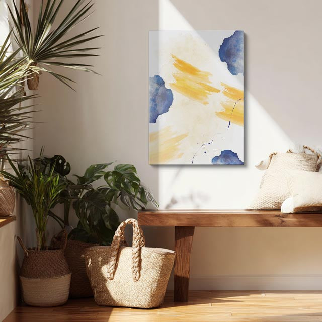 Cuadro canvas Acuarela Naranja y Azul Pincelada - Contemporaneos Abstractos - Vista Lifestyle