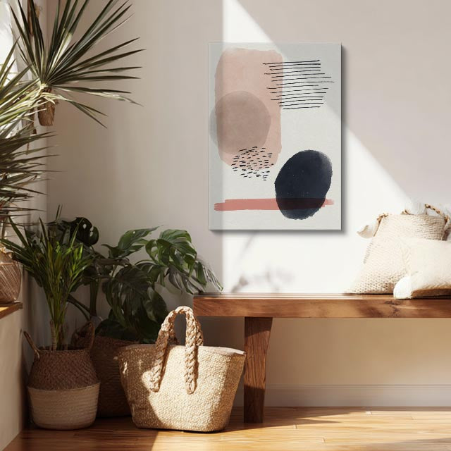 Cuadro canvas Acuarela Beige Negro Manchas - Contemporaneos Abstractos - Vista Lifestyle