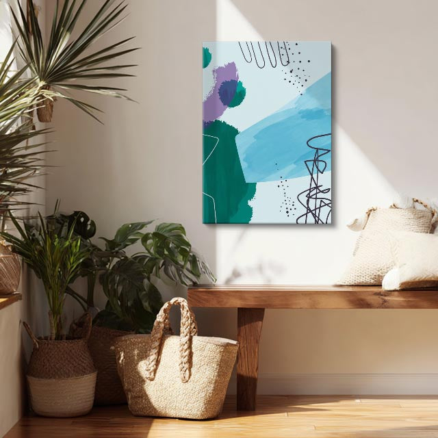 Cuadro canvas Abstracto Teal Lineas Blancas - Contemporaneos Abstractos - Vista Lifestyle