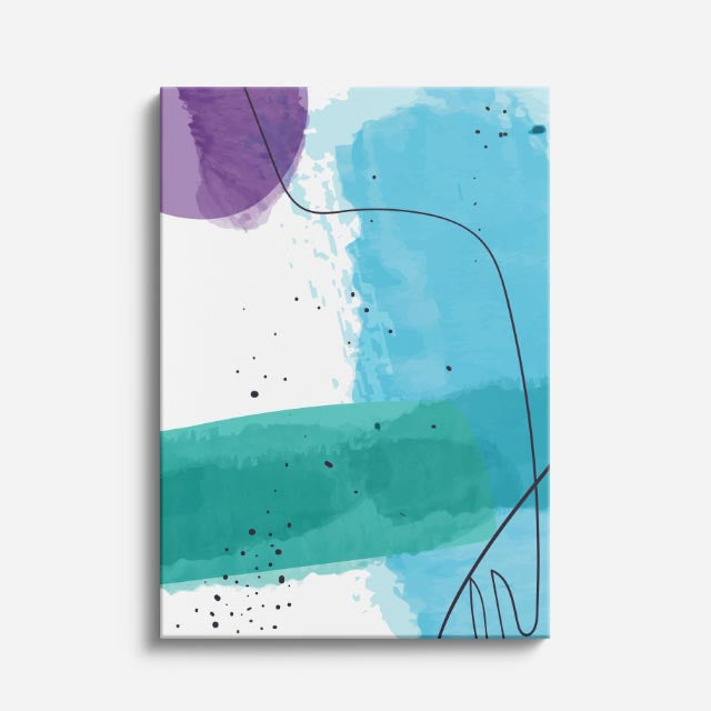 Cuadro canvas Manchas Teal y Verde Lineas Negras - Contemporaneos Abstractos - Vista Frente