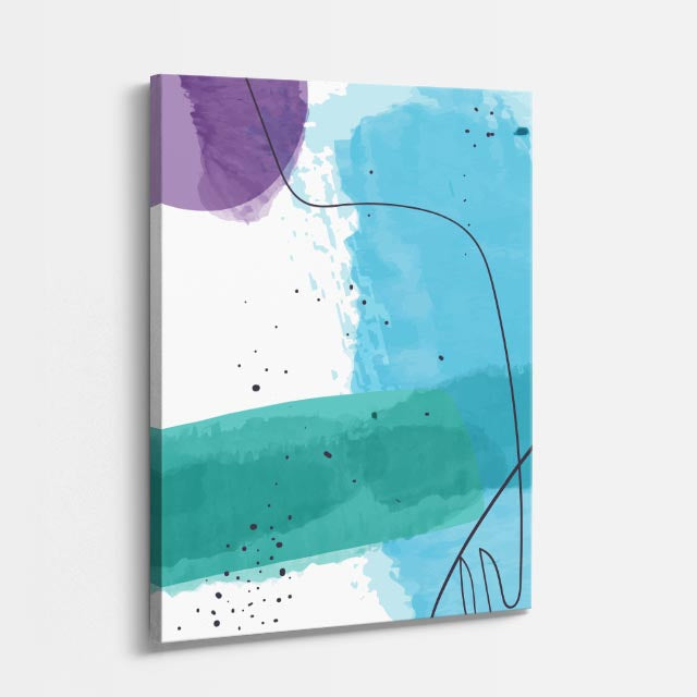 Cuadro canvas Manchas Teal y Verde Lineas Negras - Contemporaneos Abstractos - Vista Perspectiva