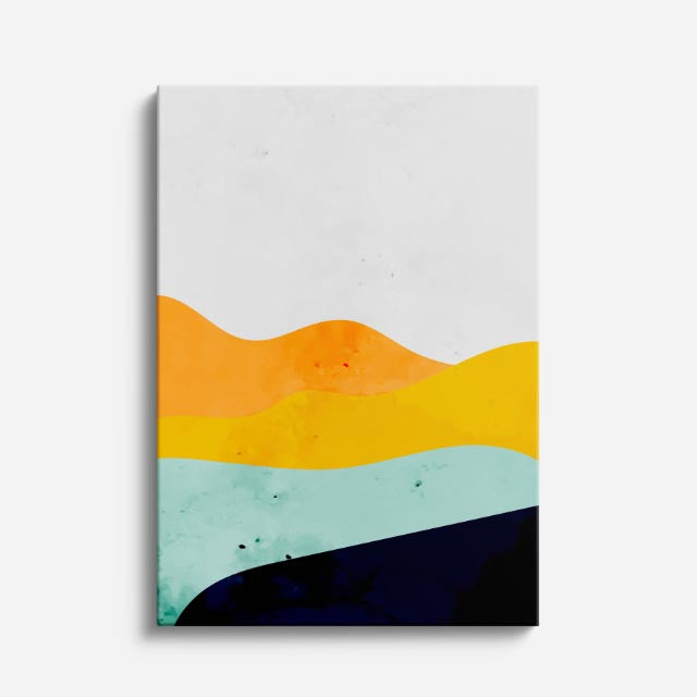 Cuadro canvas Ondas Naranja Teal y Negro - Contemporaneos Abstractos - Vista Frente