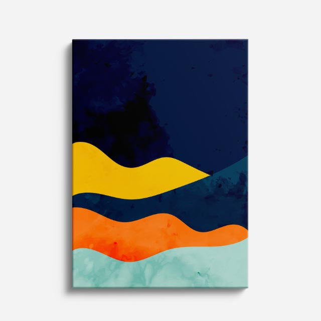 Cuadro canvas Ondas Naranja Azul y Amarillo - Contemporaneos Abstractos - Vista Frente