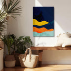 Cuadro canvas Ondas Naranja Azul y Amarillo - Contemporaneos Abstractos - Vista Lifestyle