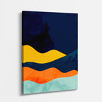 Cuadro canvas Ondas Naranja Azul y Amarillo - Contemporaneos Abstractos - Vista Perspectiva