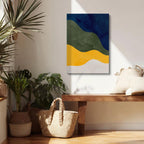 Cuadro canvas Ondas Azul Oscuro y Amarillo - Contemporaneos Abstractos - Vista Lifestyle