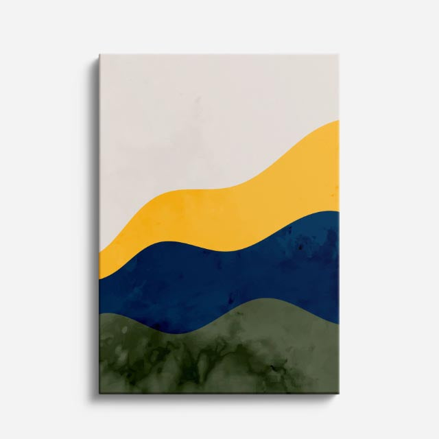 Cuadro canvas Ondas Amarillo Azul Marino Organicas - Contemporaneos Abstractos - Vista Frente