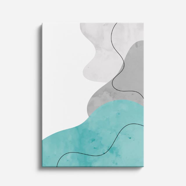 Cuadro canvas Ondas Teal Suaves Minimalistas - Contemporaneos Abstractos - Vista Frente