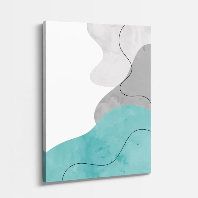 Cuadro canvas Ondas Teal Suaves Minimalistas - Contemporaneos Abstractos - Vista Perspectiva