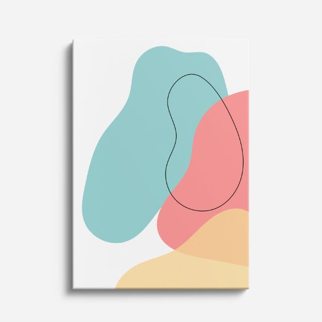 Cuadro canvas Ondas Teal Beige Linea Minimalista - Contemporaneos Abstractos - Vista Frente