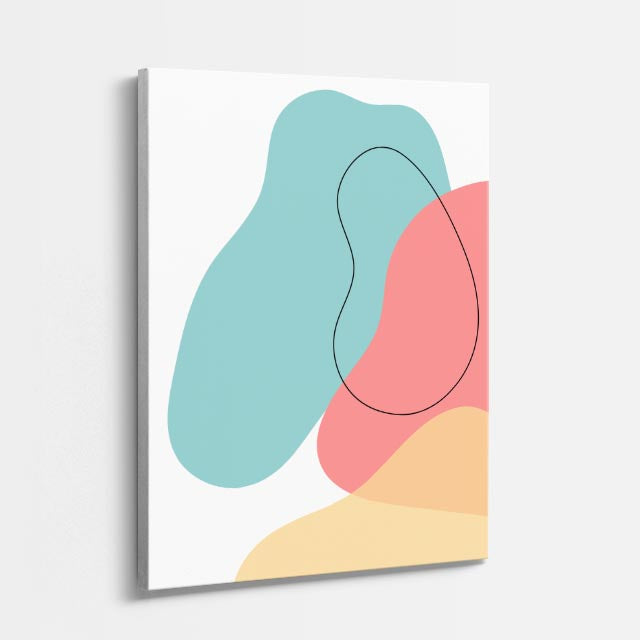 Cuadro canvas Ondas Teal Beige Linea Minimalista - Contemporaneos Abstractos - Vista Perspectiva