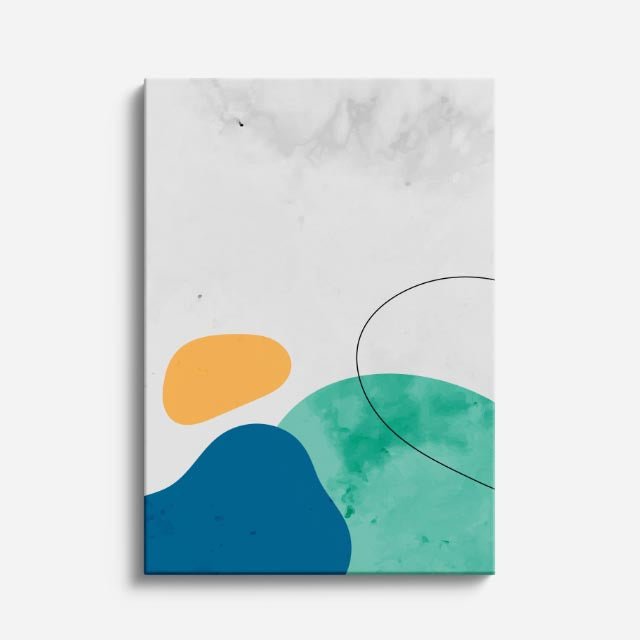 Cuadro canvas Manchas Azul y Naranja Marmol - Contemporaneos Abstractos - Vista Frente