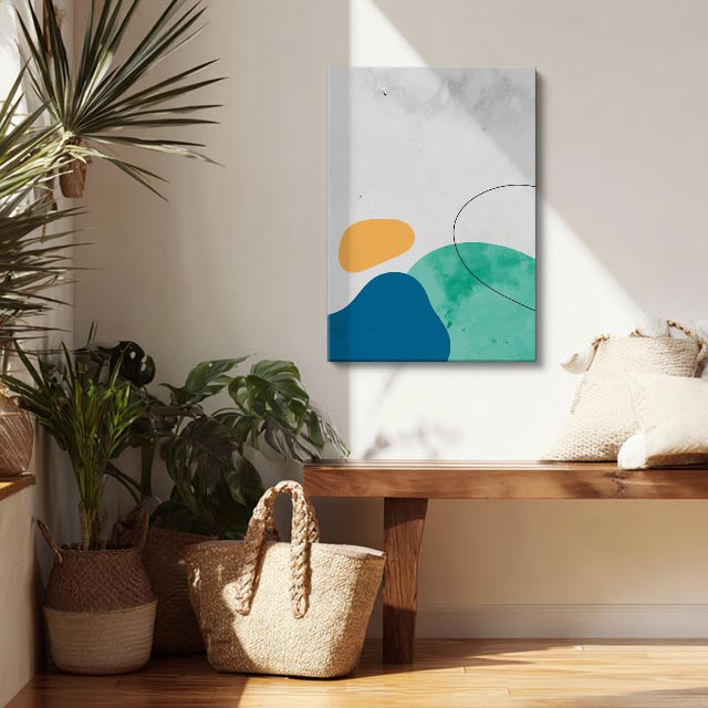 Cuadro canvas Manchas Azul y Naranja Marmol - Contemporaneos Abstractos - Vista Lifestyle
