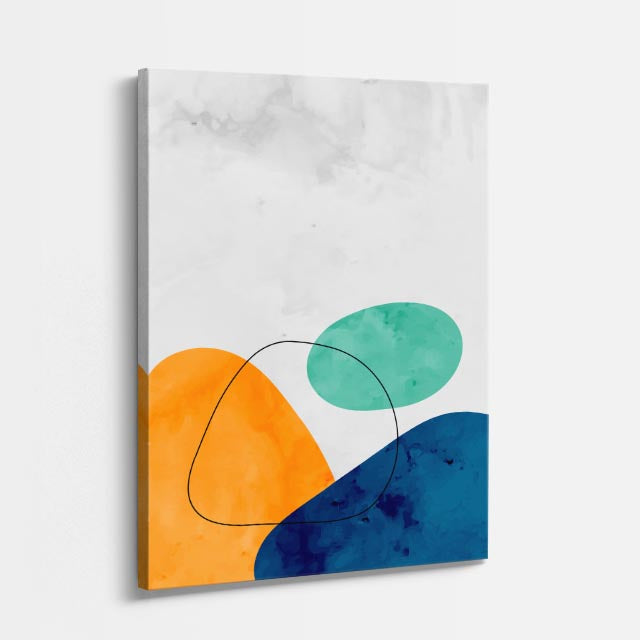Cuadro canvas Manchas Naranja Azul Organicas - Contemporaneos Abstractos - Vista Perspectiva