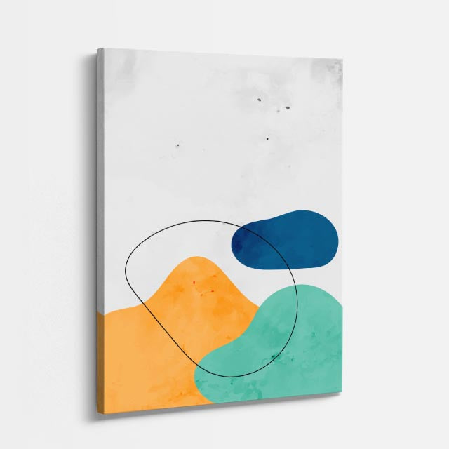 Cuadro canvas Manchas Naranja Teal y Azul - Contemporaneos Abstractos - Vista Perspectiva