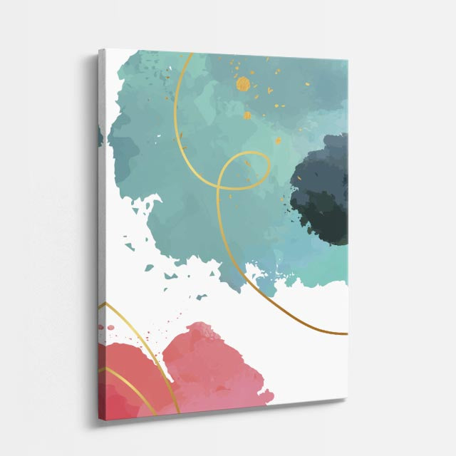 Cuadro canvas Acuarela Teal Dorado Elegante - Contemporaneos Abstractos - Vista Perspectiva