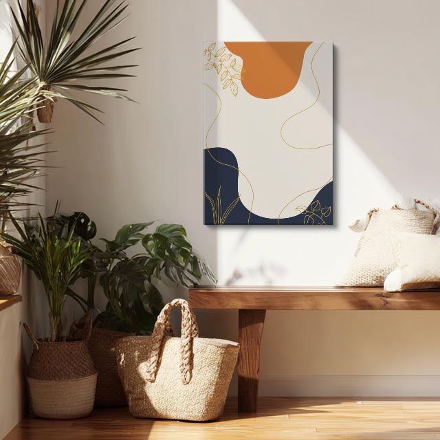 Cuadro canvas Abstracto Beige Botanico Azul - Contemporaneos Abstractos - Vista Lifestyle