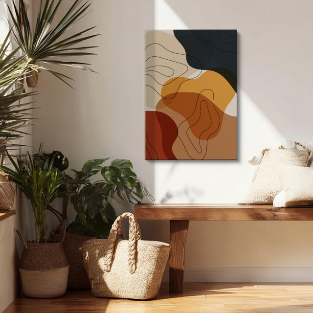 Cuadro canvas Ondas Terracota Mostaza Lineas - Contemporaneos Abstractos - Vista Lifestyle