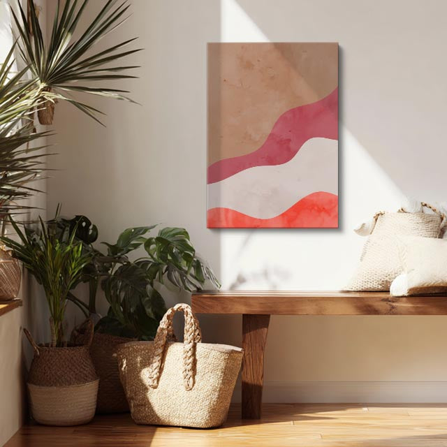 Cuadro canvas Ondas Salmon Rojo Suaves - Contemporaneos Abstractos - Vista Lifestyle