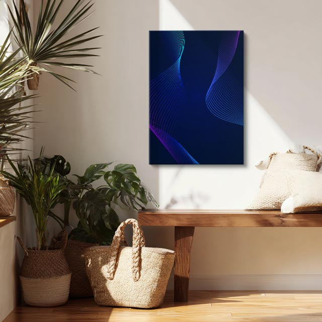 Cuadro canvas Ondas Azul Morado Neon Vibrante - Contemporaneos Abstractos - Vista Lifestyle