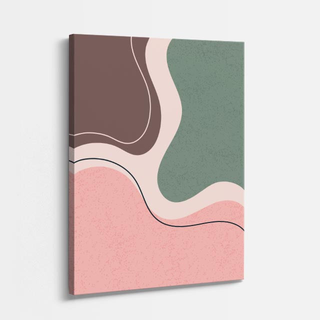 Cuadro canvas Ondas Rosa y Verde Pastel Organicas - Contemporaneos Abstractos - Vista Perspectiva