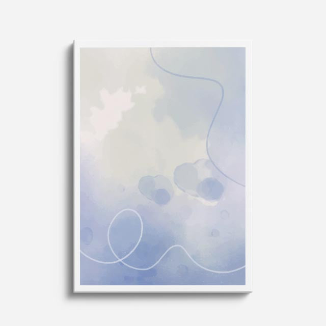 Cuadro canvas Acuarela Celeste Burbujas Suaves - Contemporaneos Abstractos - Vista Frente