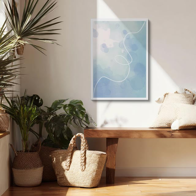 Cuadro canvas Acuarela Celeste Puntos Flotantes - Contemporaneos Abstractos - Vista Lifestyle