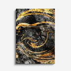 cuadro canvas abstracto fluido onix en marejada en tonos negro, dorado, gris
