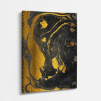 cuadro canvas abstracto fluido oro sumergido en tonos negro, dorado