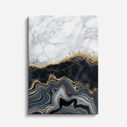 cuadro canvas abstracto fluido marmol boreal en tonos blanco, negro, dorado