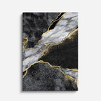 cuadro canvas abstracto fluido rio de humo en tonos negro, blanco, dorado