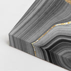 cuadro canvas abstracto fluido estrato de titanio en tonos negro, gris, dorado
