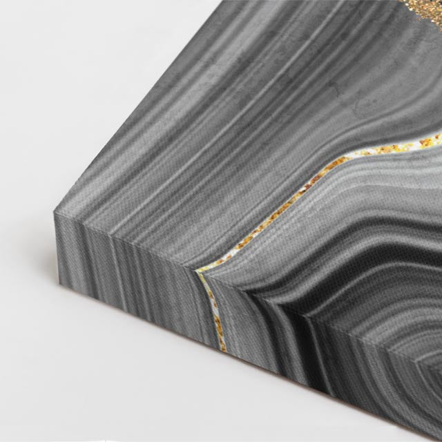 cuadro canvas abstracto fluido estrato de titanio en tonos negro, gris, dorado