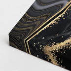 cuadro canvas abstracto fluido pulso obsidiana en tonos negro, dorado