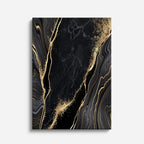cuadro canvas abstracto fluido pulso obsidiana en tonos negro, dorado