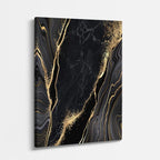 cuadro canvas abstracto fluido pulso obsidiana en tonos negro, dorado